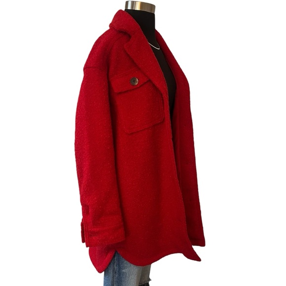 Old Navy bouclé wool blend shacket Robbie Red small - Picture 7 of 15